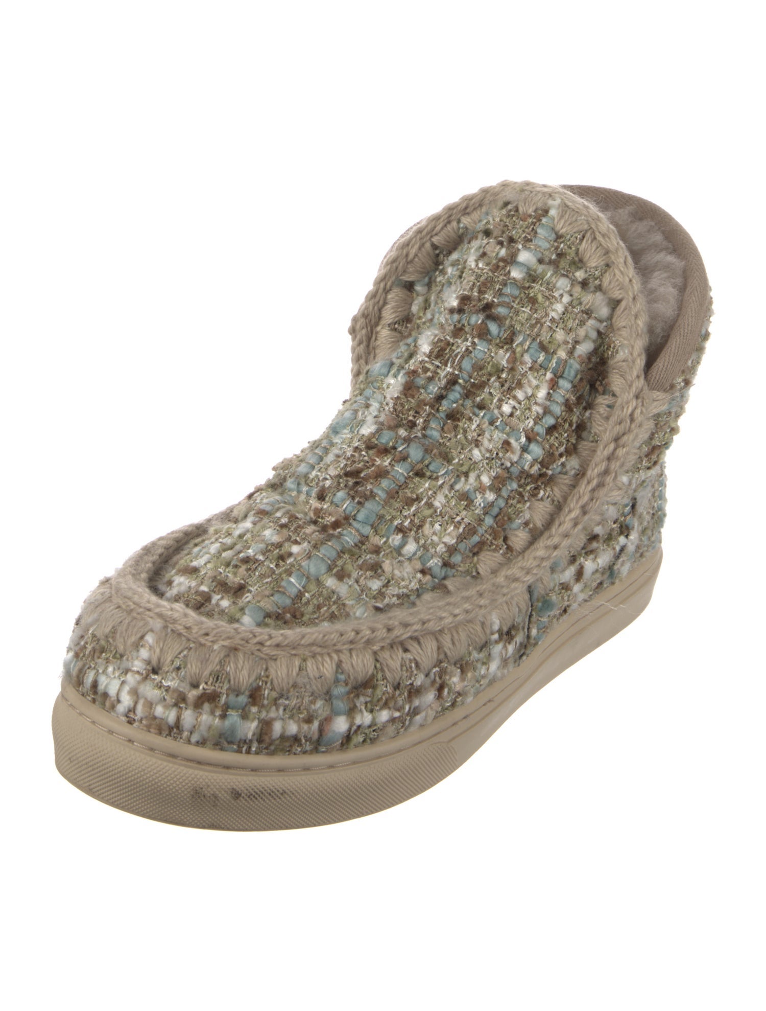 Mou Tweed Pattern Braided Accents Sneakers