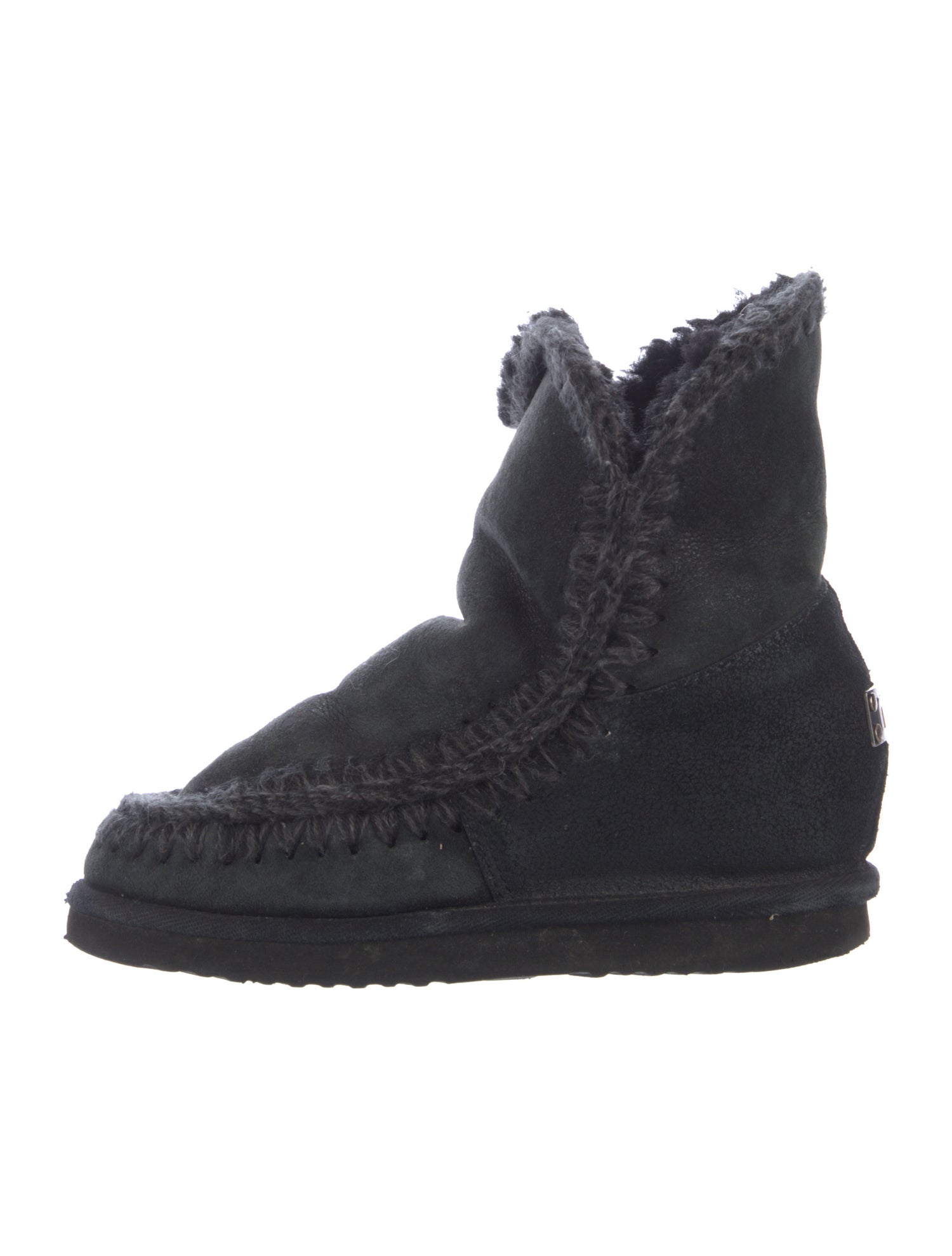 Mou Suede Fur Trim Combat Boots
