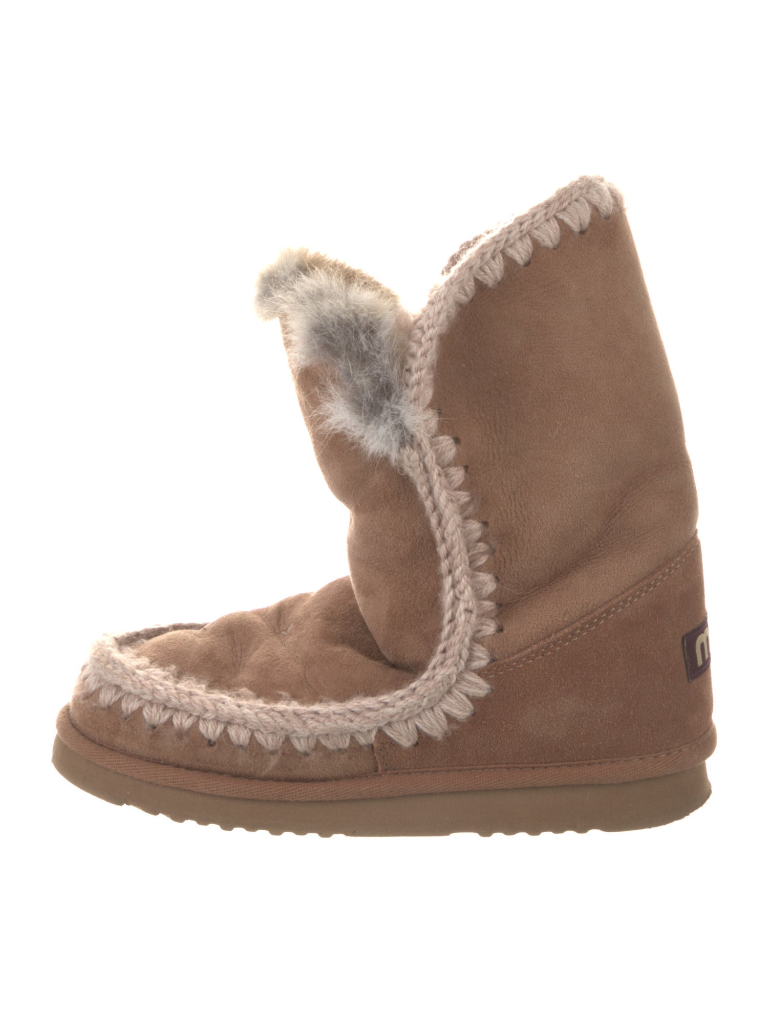 Mou Suede Colorblock Pattern Boots