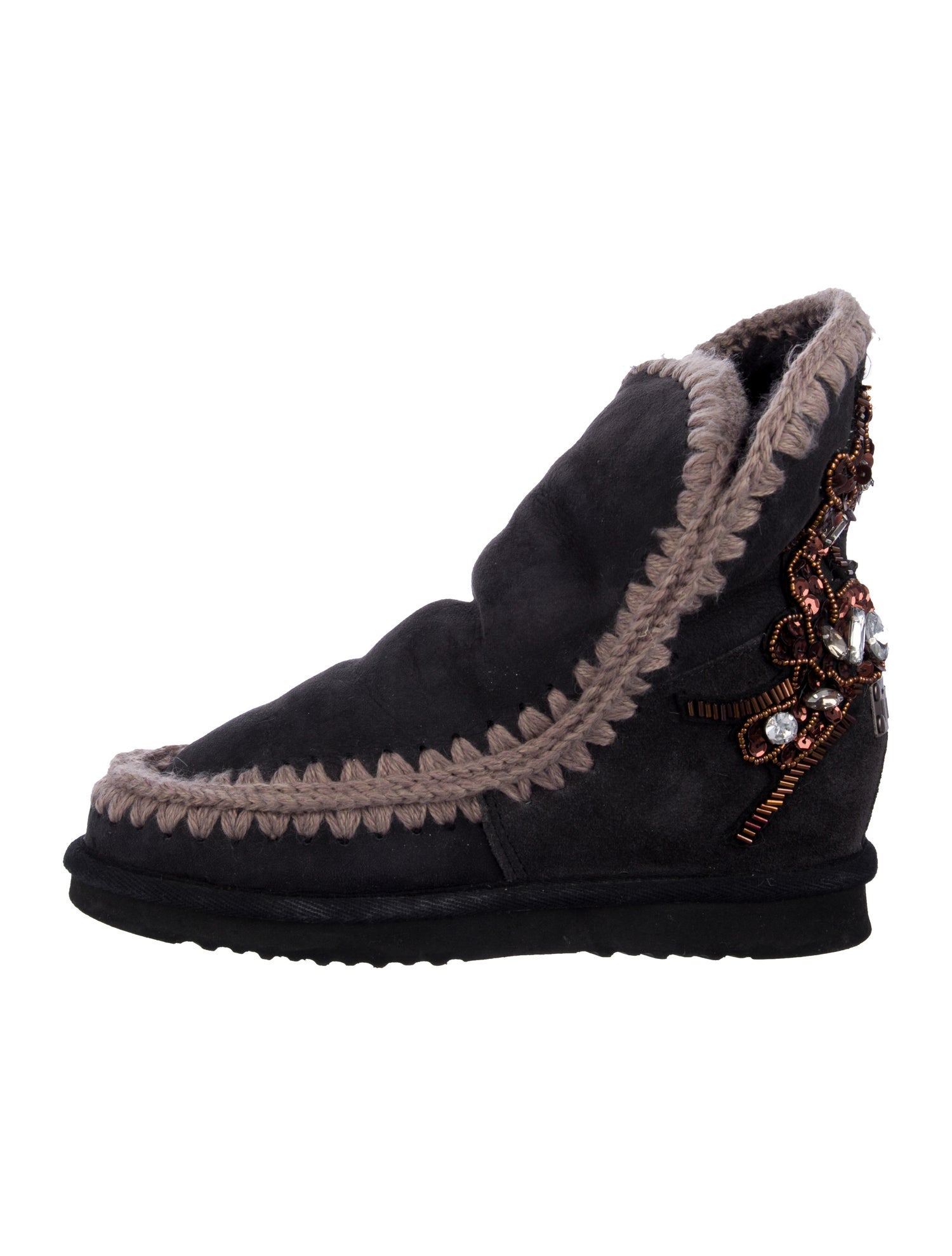 Mou Suede Patterned Combat Boots