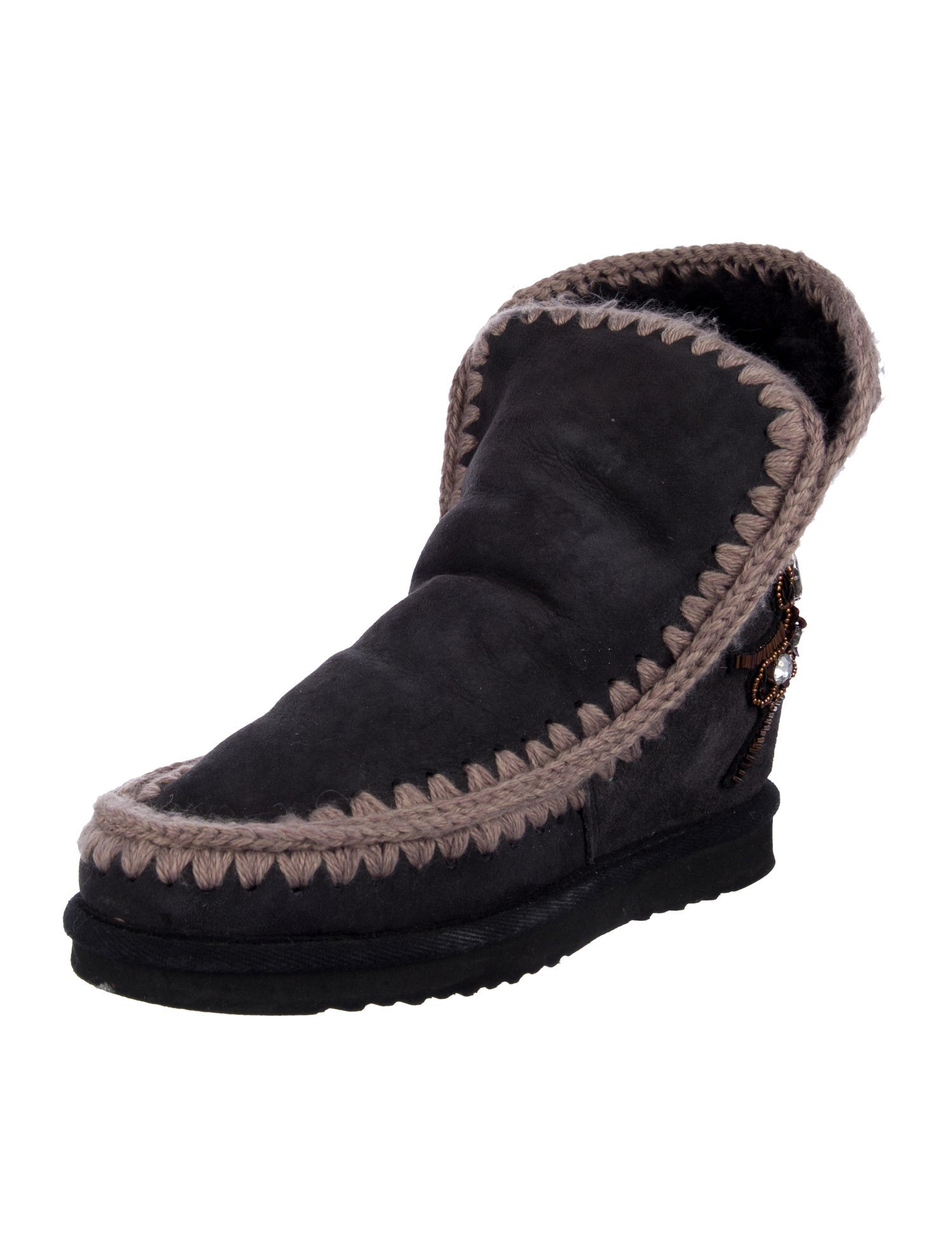 Mou Suede Patterned Combat Boots