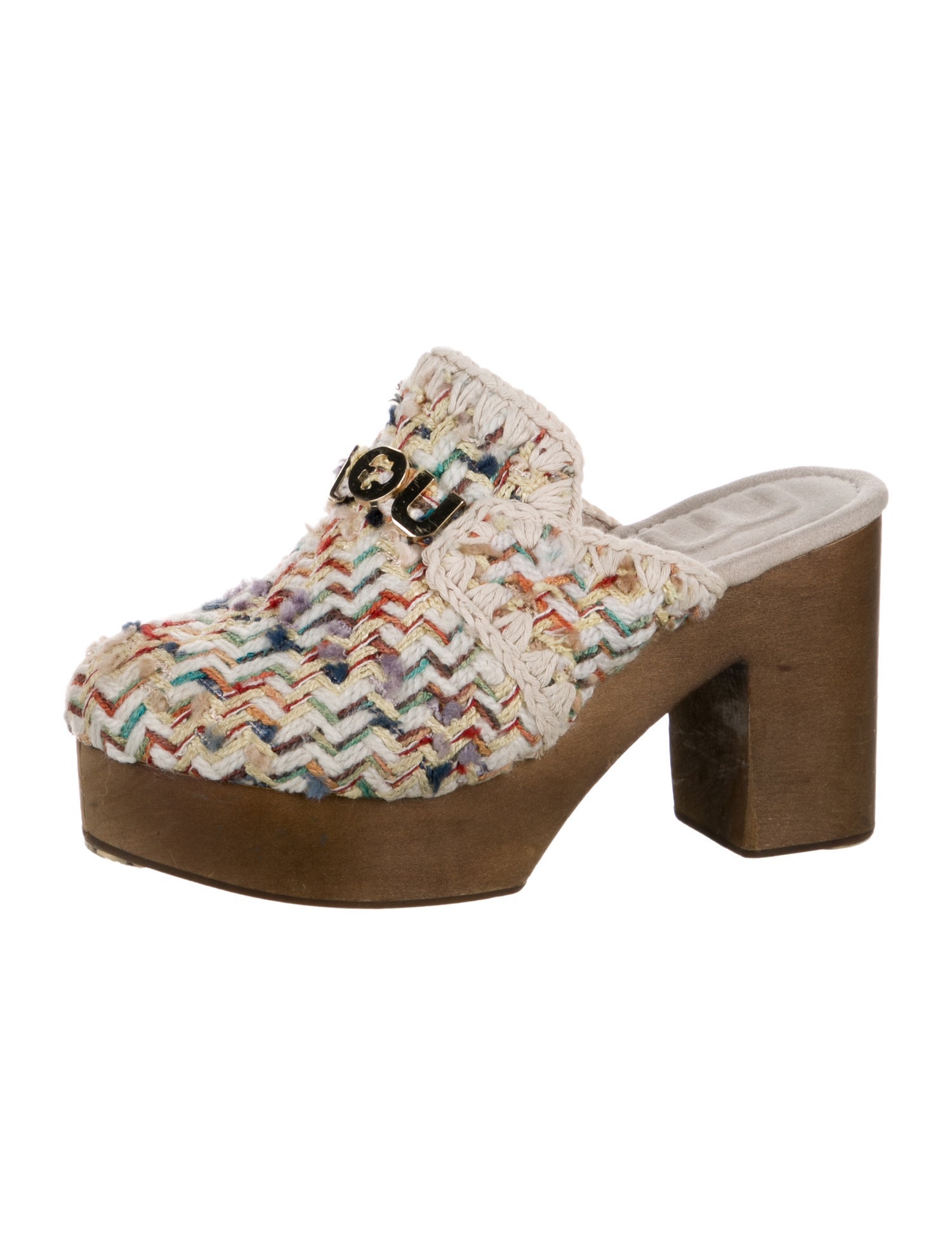 Mou Tweed Pattern Mules