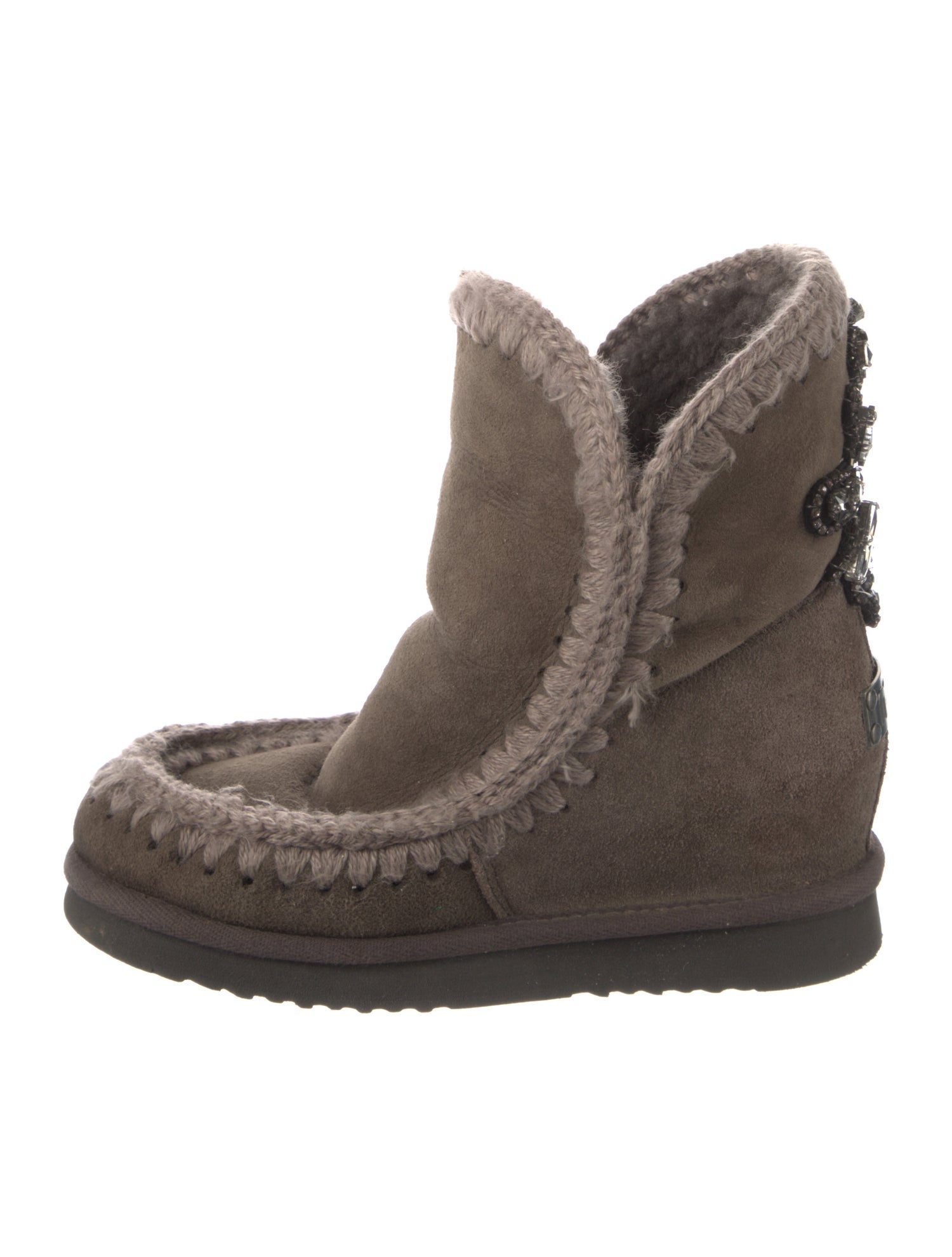 Mou Suede Braided Accents Boots