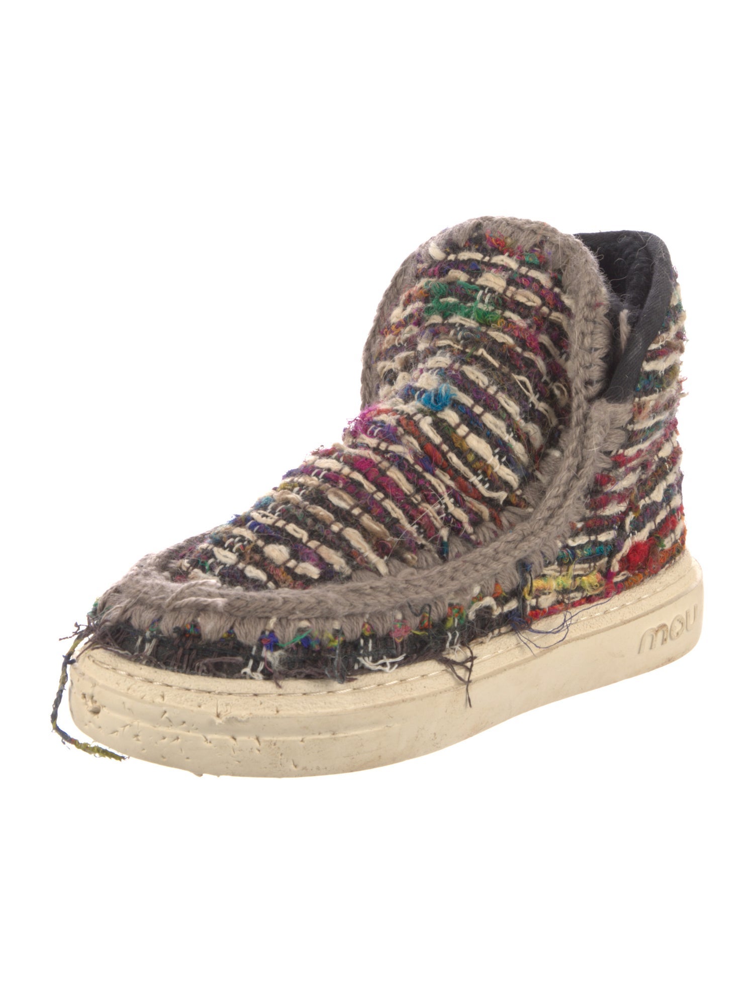 Mou Tweed Pattern Hiking Boots