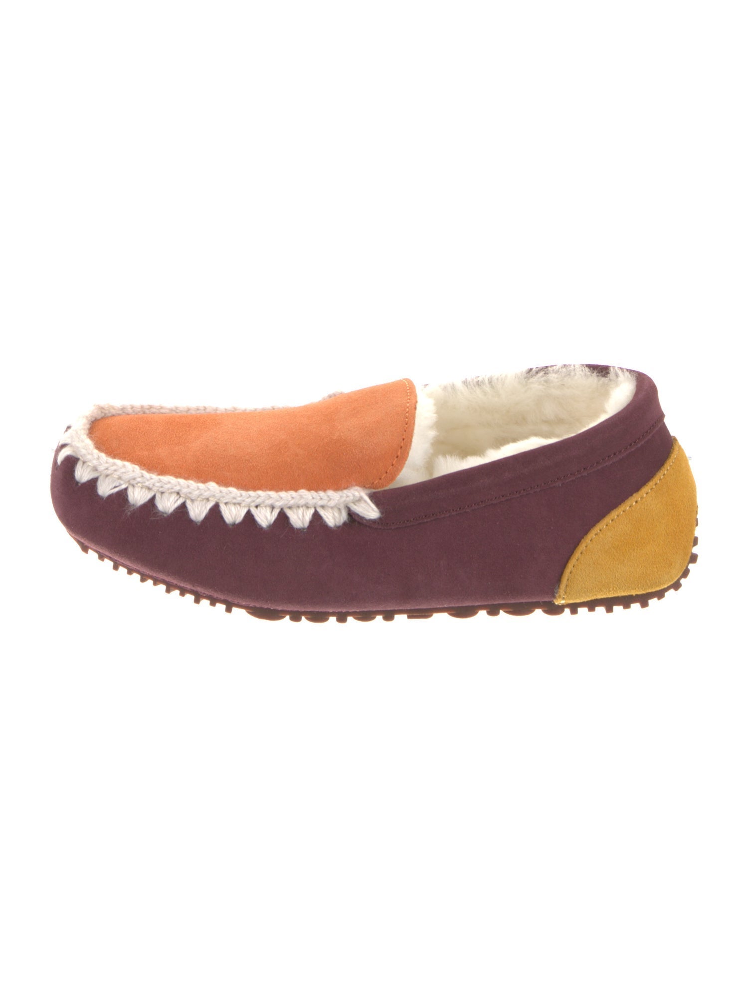 Mou Suede Faux Fur Trim Flats