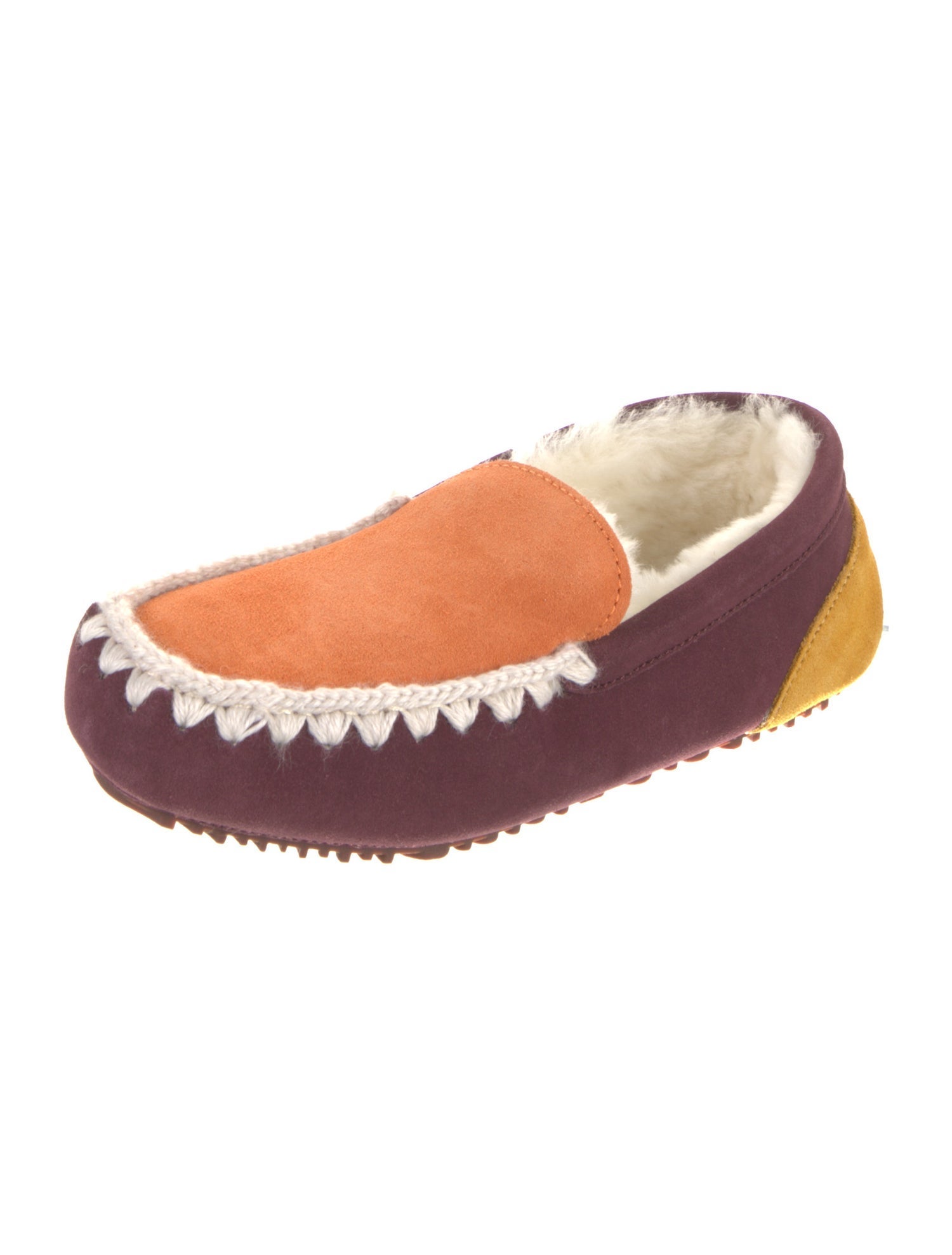 Mou Suede Faux Fur Trim Flats