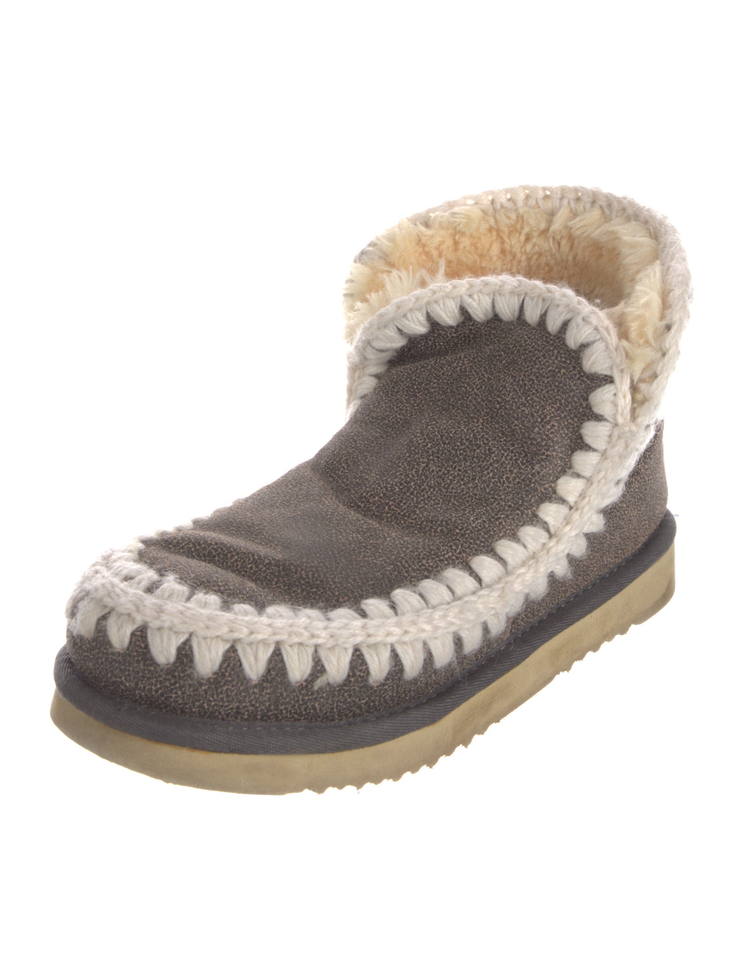 Mou Suede Colorblock Pattern Lace-Up Boots