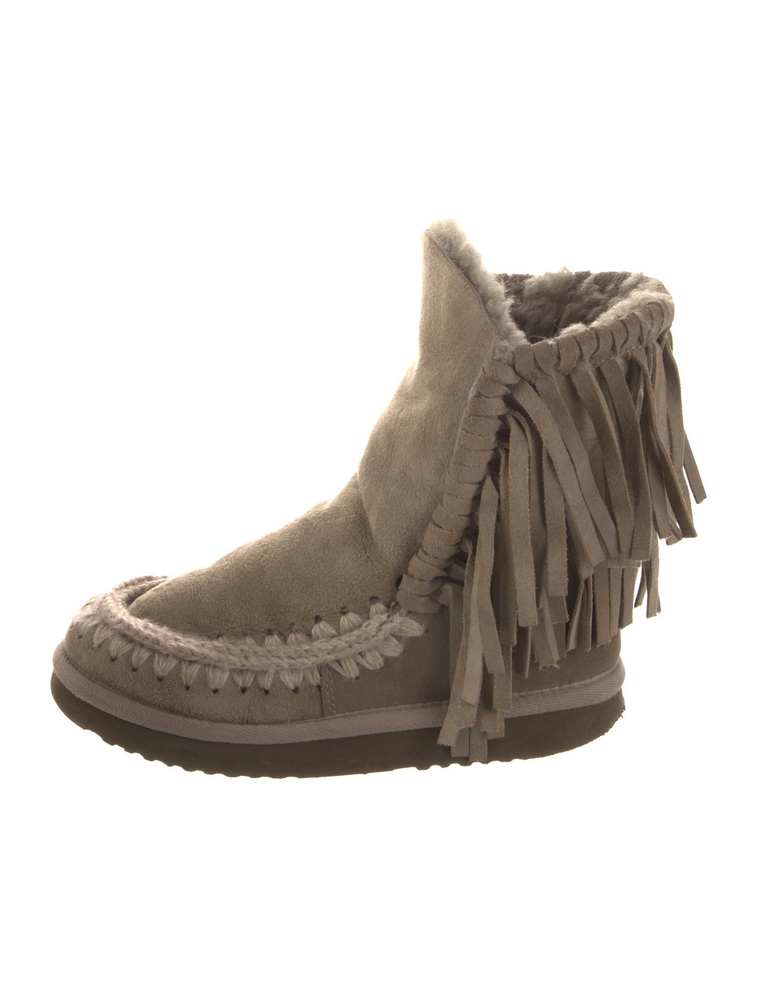 Mou Suede Fringe Trim Accent Boots