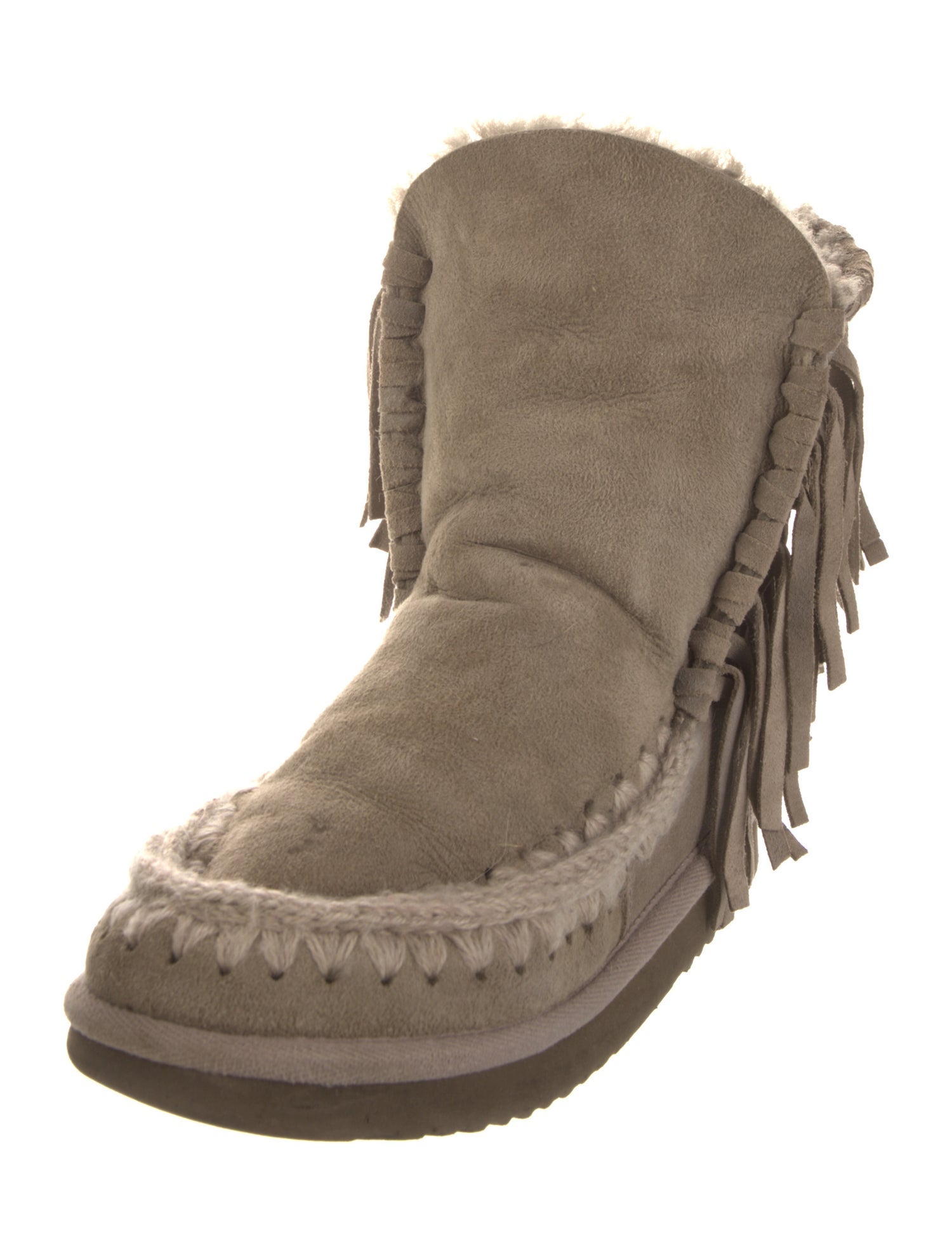 Mou Suede Fringe Trim Accent Boots