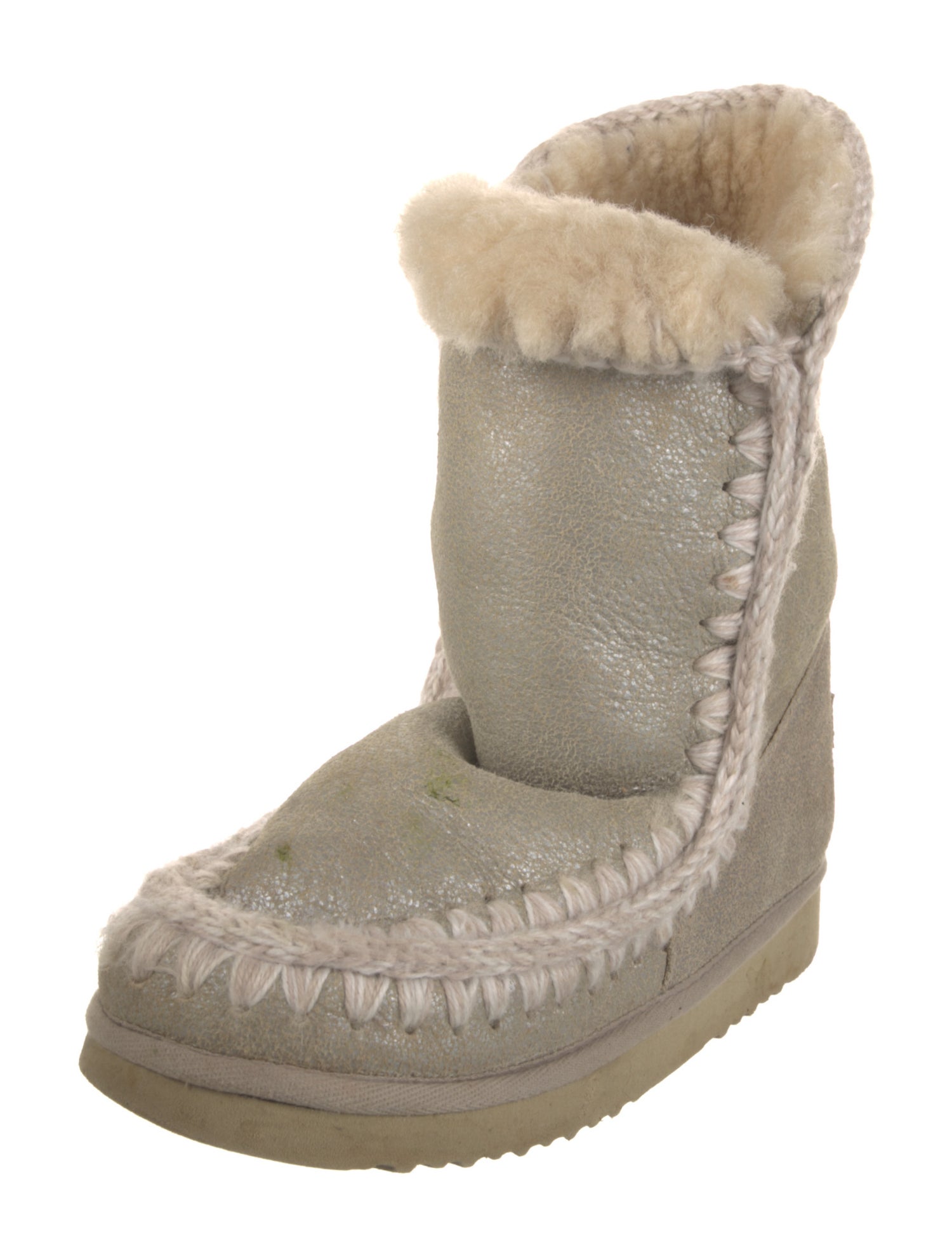 Mou Suede Colorblock Pattern Boots