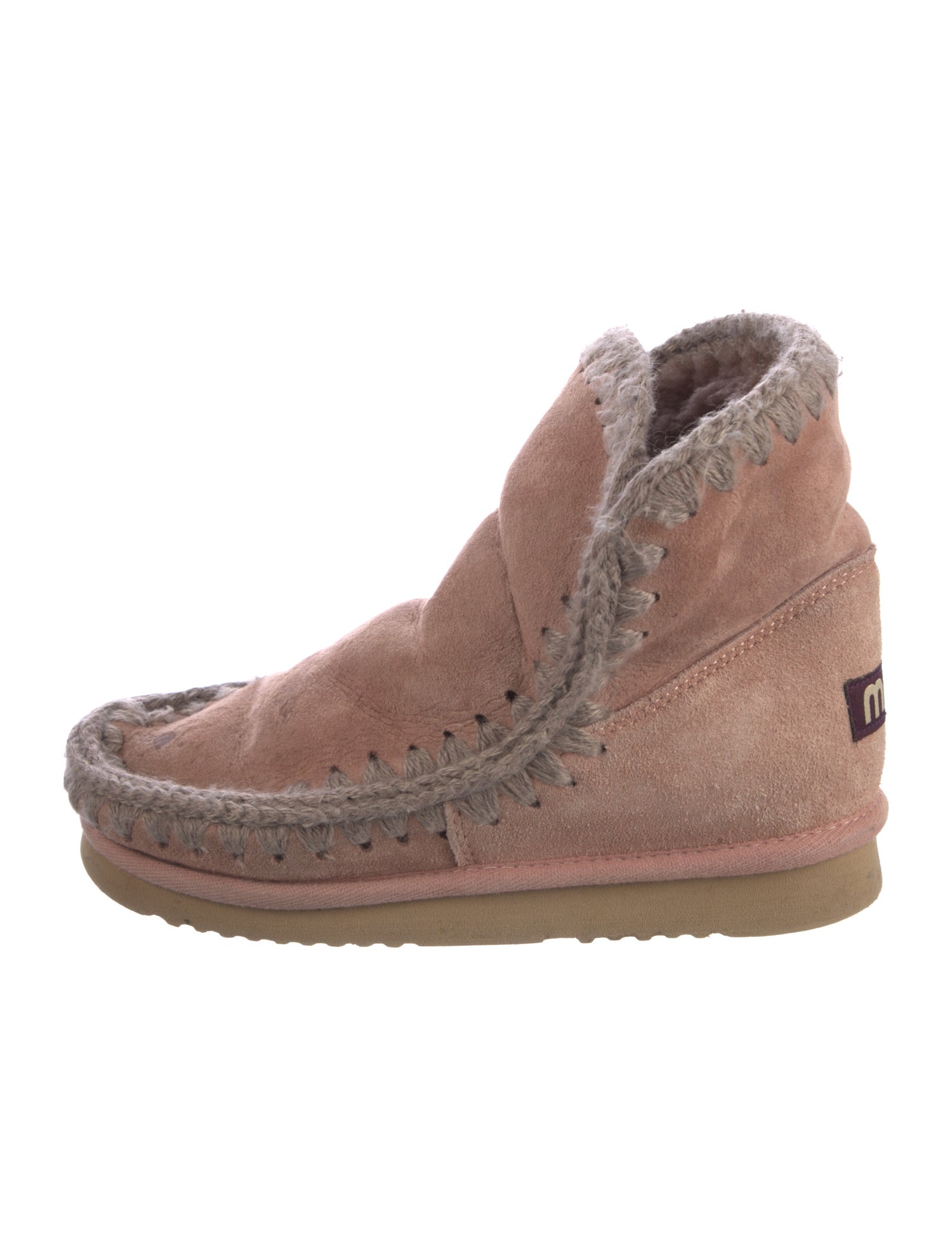 Mou Suede Whipstitch Trim Lace-Up Boots