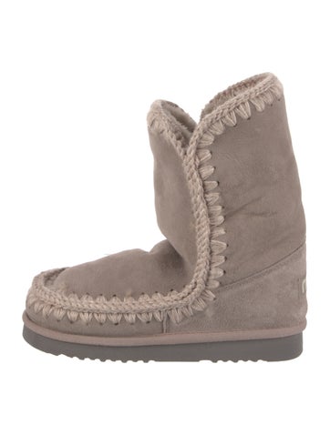 Pre-owned Mou Suede Lace-up Boots In Gray
