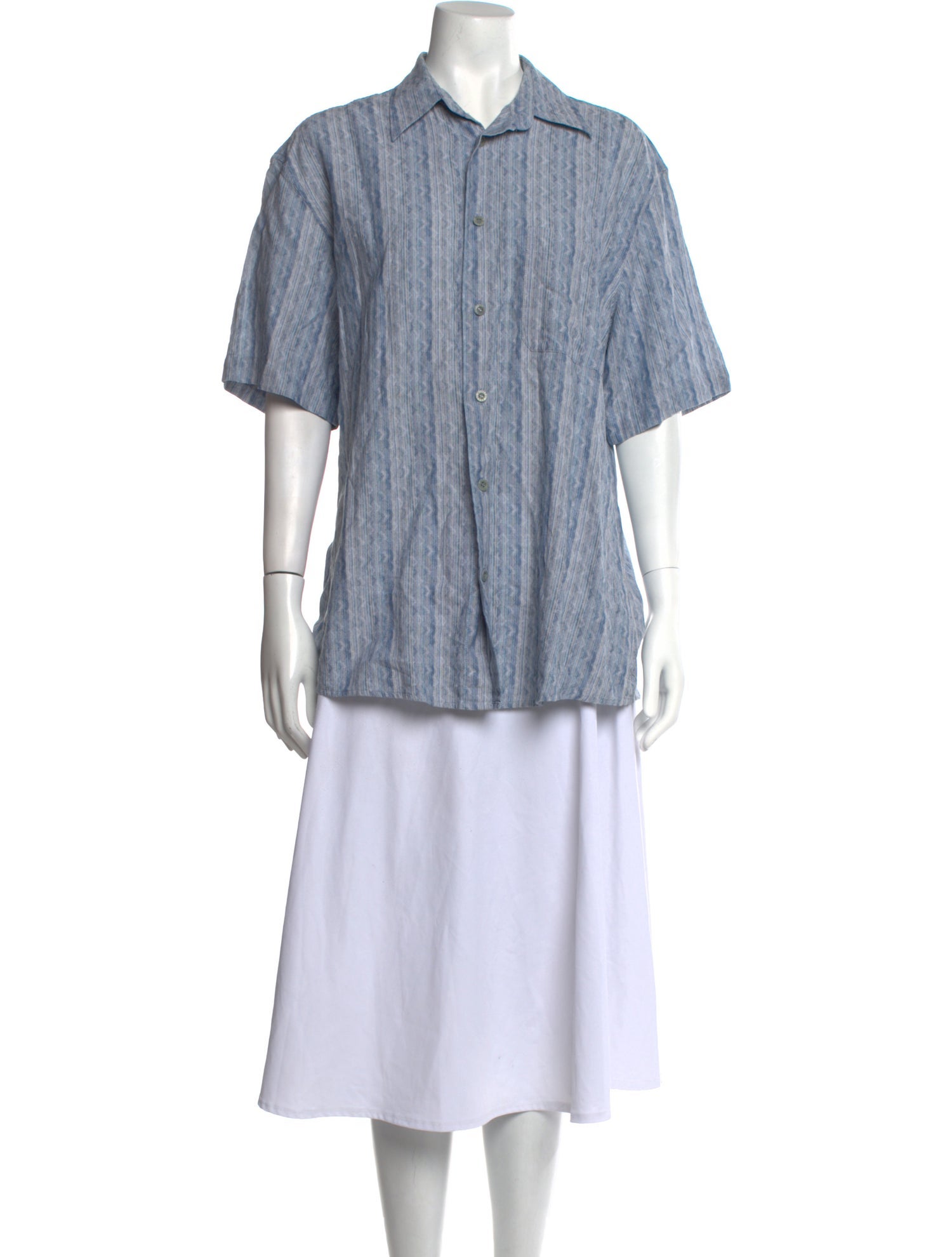 Missoni Sport Striped Short Sleeve Button-Up Top