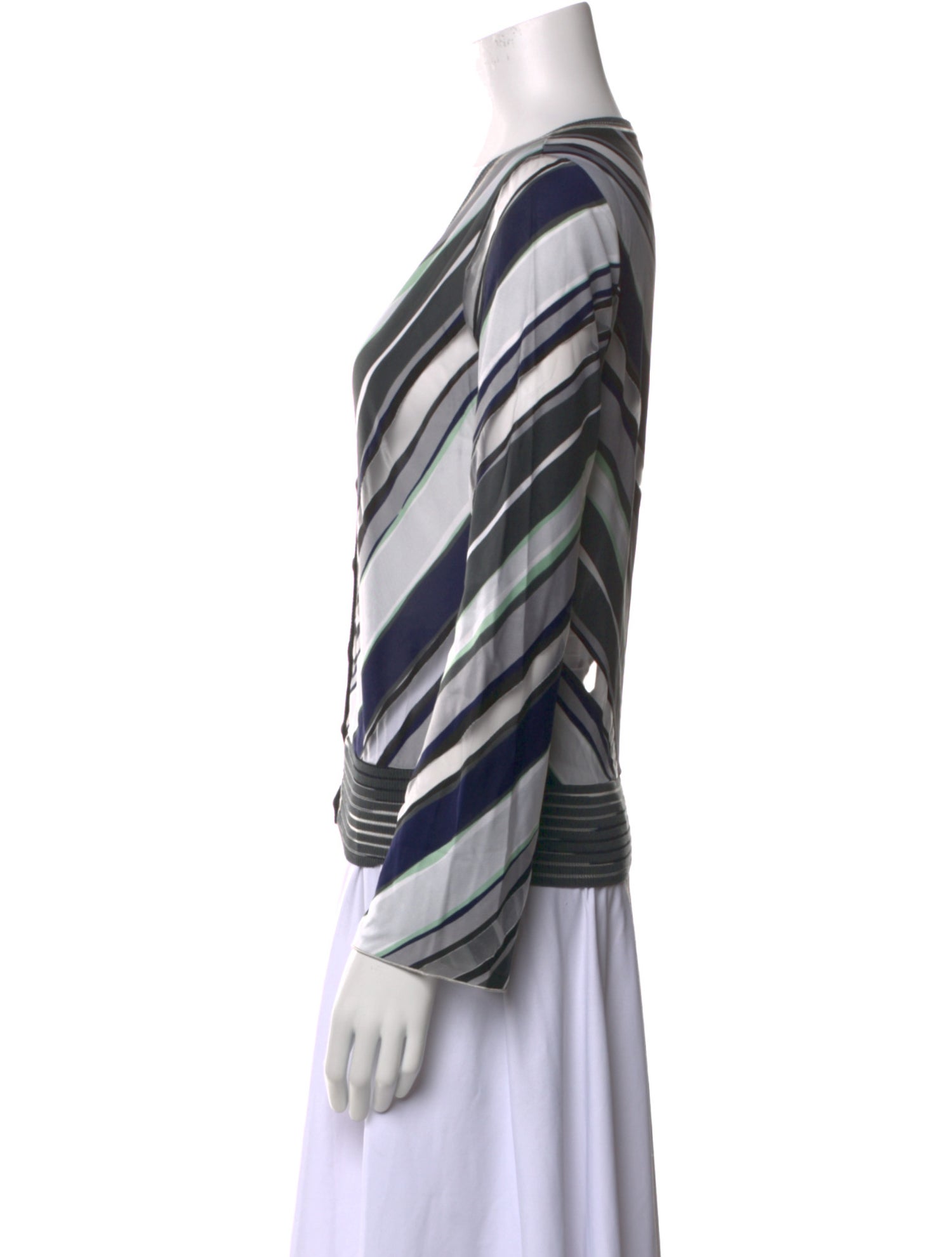 Missoni Sport Striped V-Neck Button-Up Top