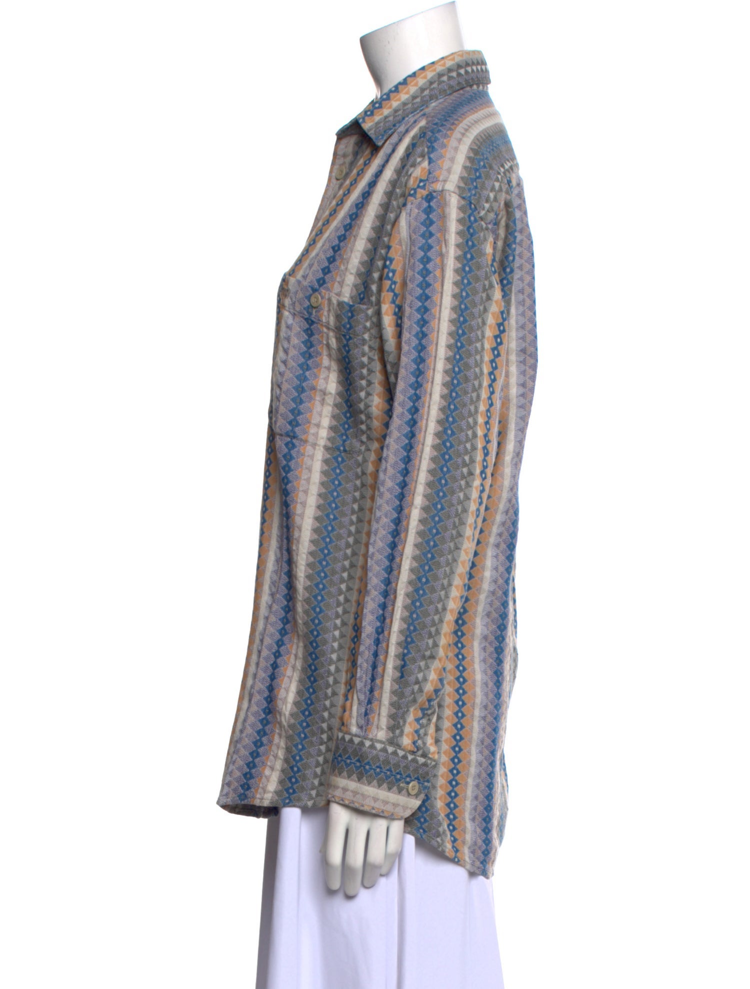 Missoni Sport Striped Long Sleeve Button-Up Top