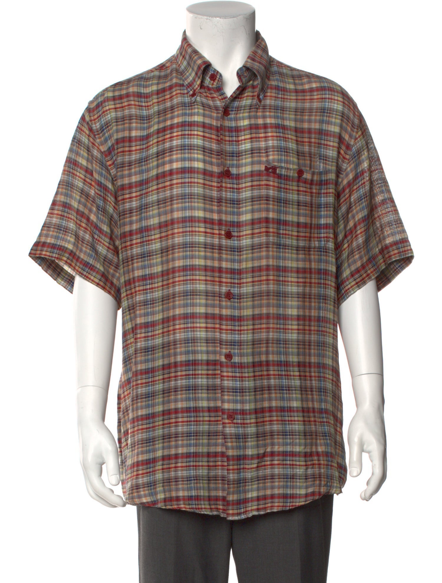 Missoni Sport Plaid Print Short Sleeve Shirt