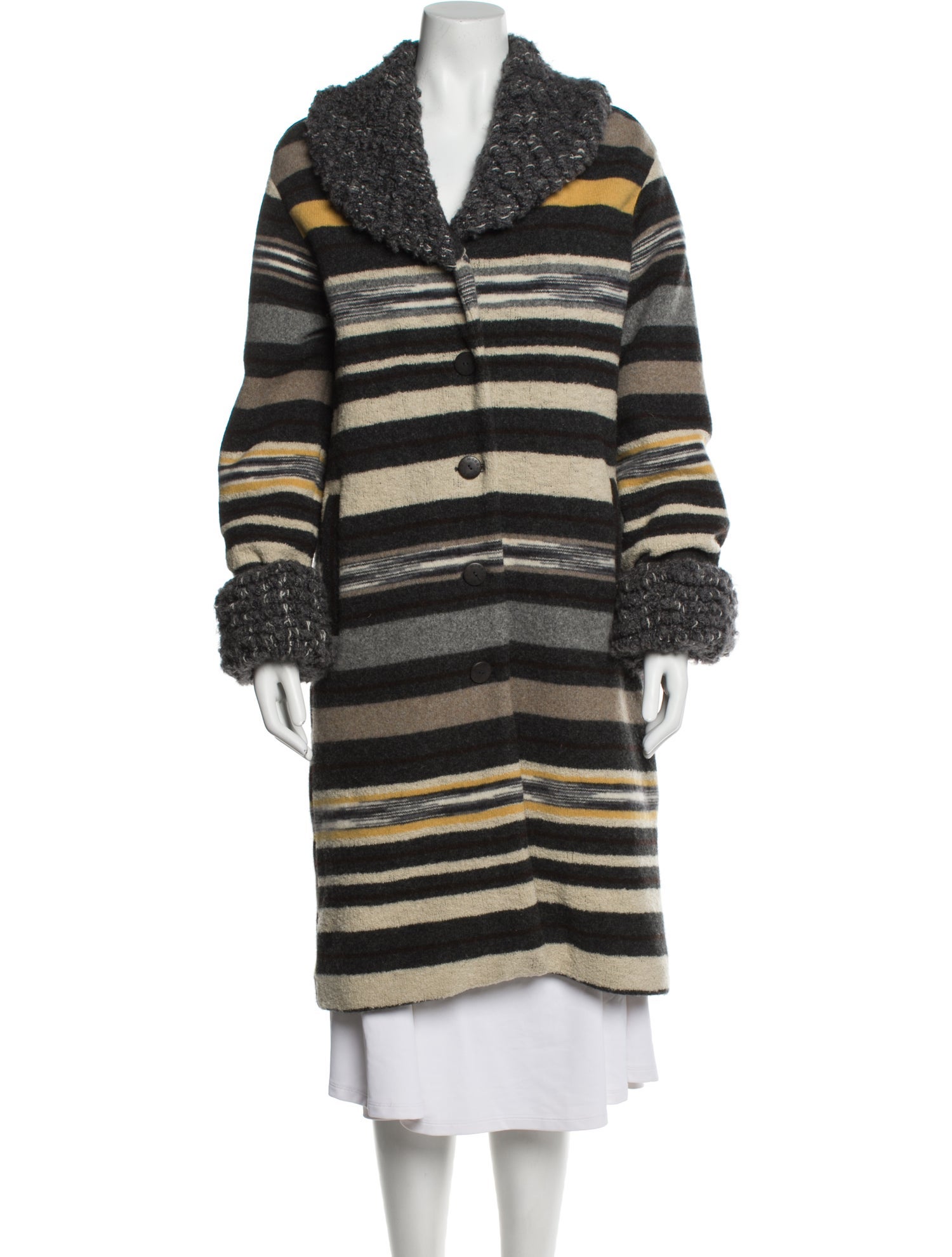 Missoni Sport Wool Striped Faux Fur Coat