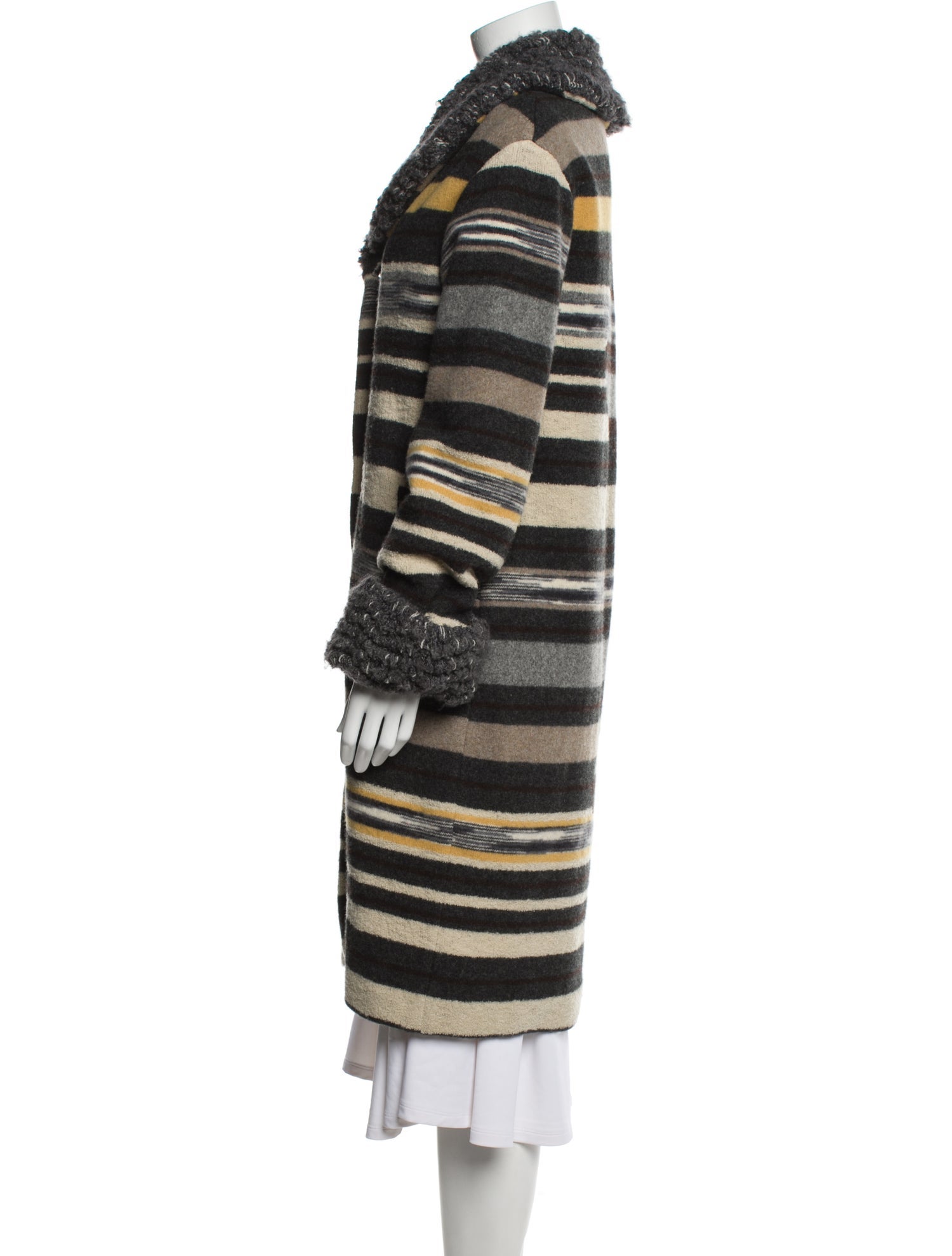 Missoni Sport Wool Striped Faux Fur Coat