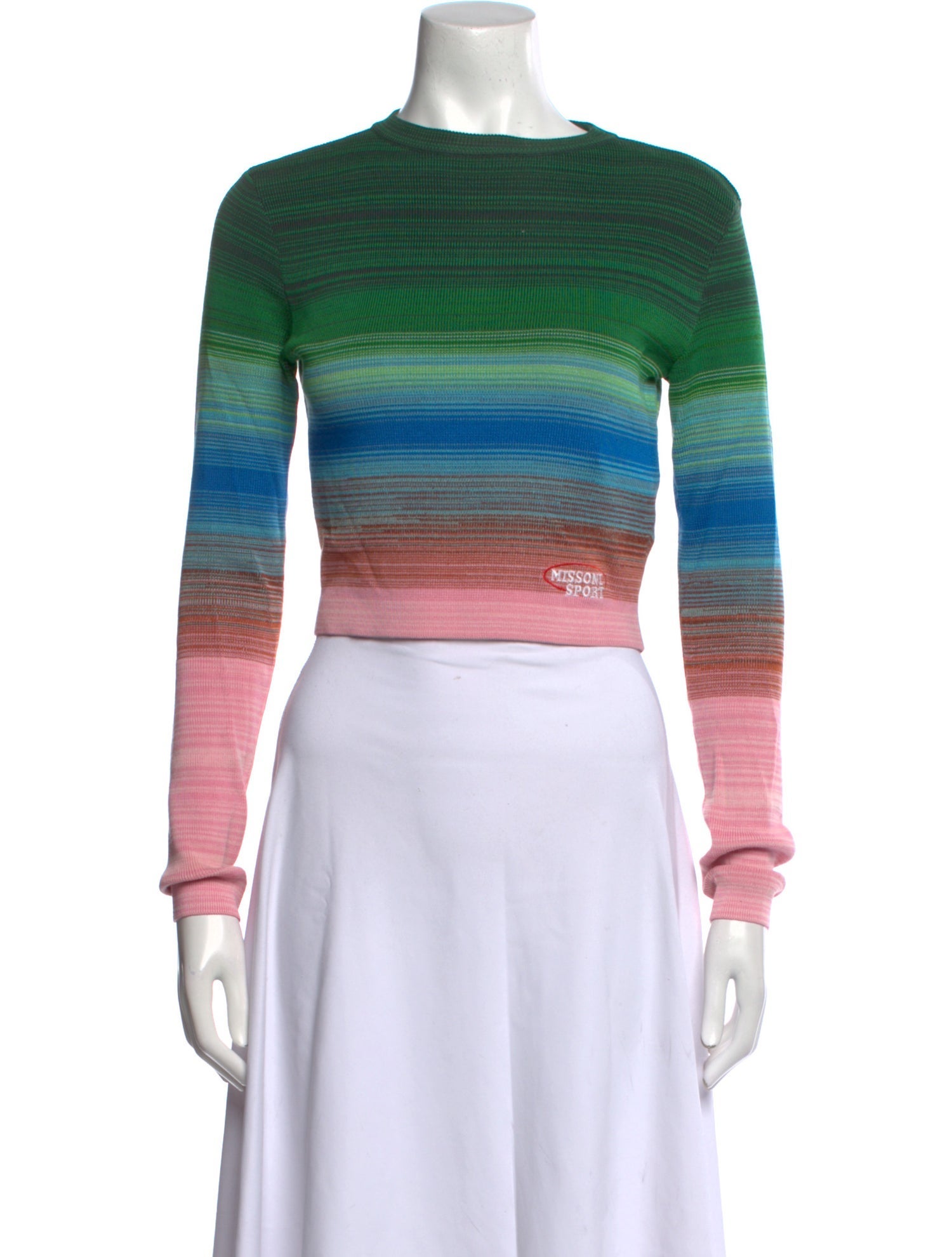 Missoni Sport Striped Crew Neck Crop Top