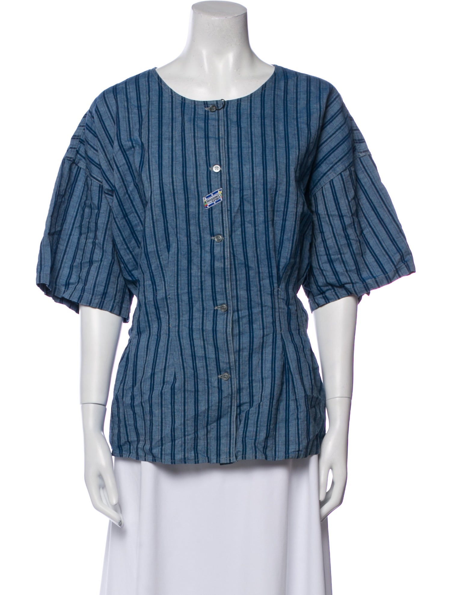 Missoni Sport Striped Scoop Neck Button-Up Top w/ Tags