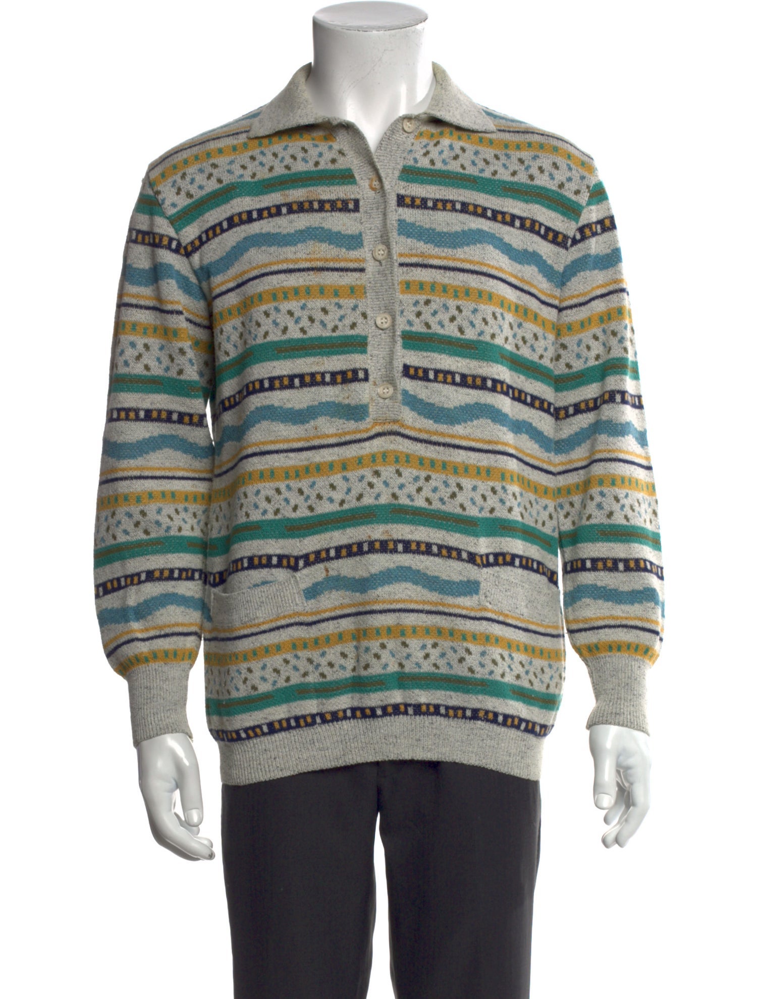 Missoni Sport Striped Collar Polo Sweater