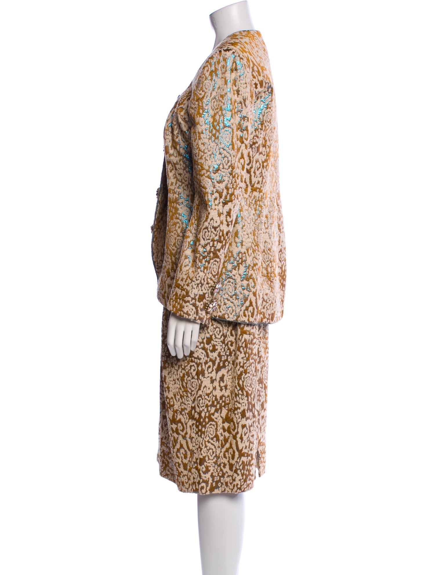 Martha Phillips Printed Crystal Embellishments Skirt Suit