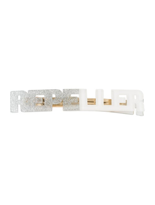 Man Repeller Acetate Logo Barrette Silver