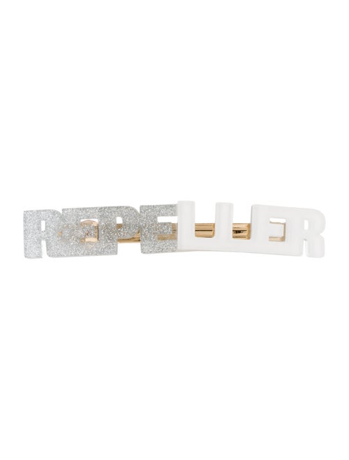 Man Repeller Acetate Logo Barrette Silver