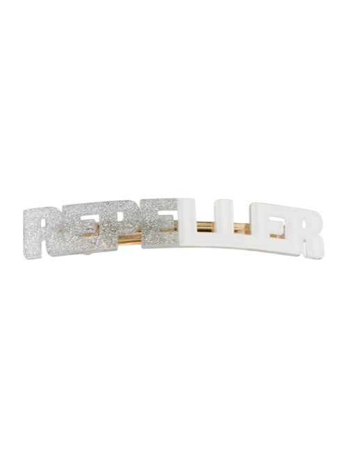 Man Repeller Acetate Logo Barrette Silver