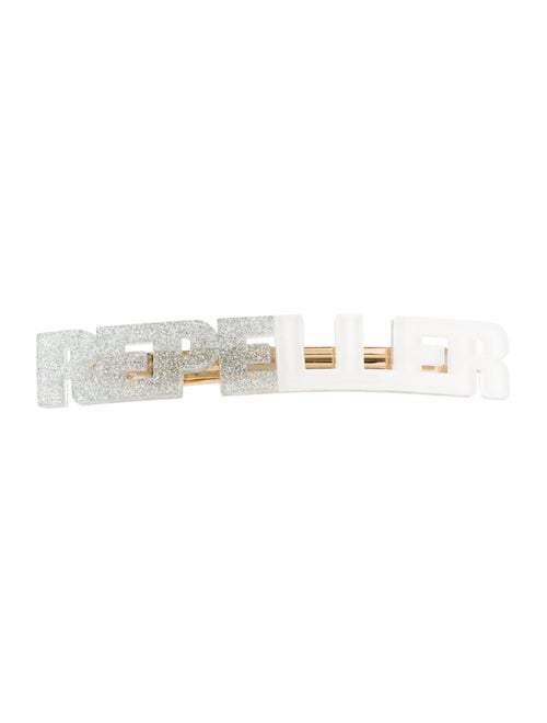 Man Repeller Acetate Logo Barrette Silver