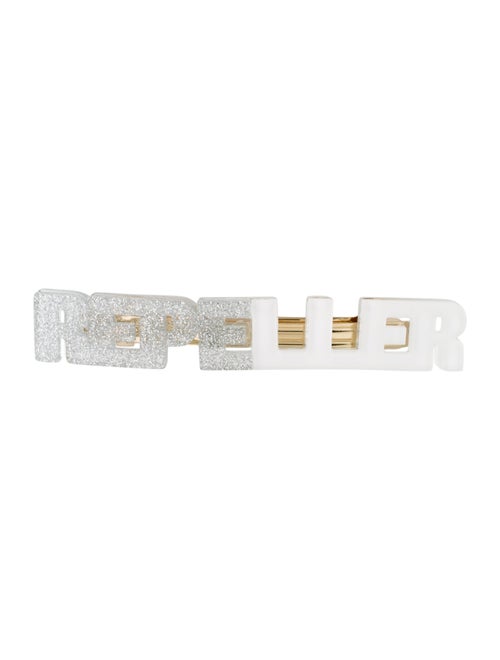 Man Repeller Acetate Logo Barrette Silver