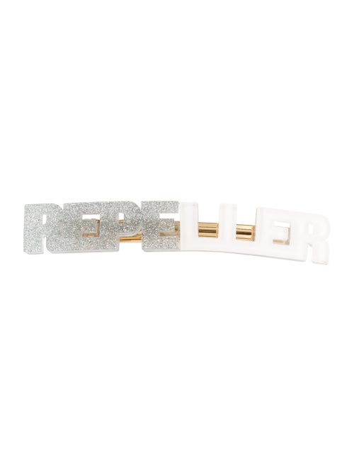 Man Repeller Acetate Logo Barrette Silver