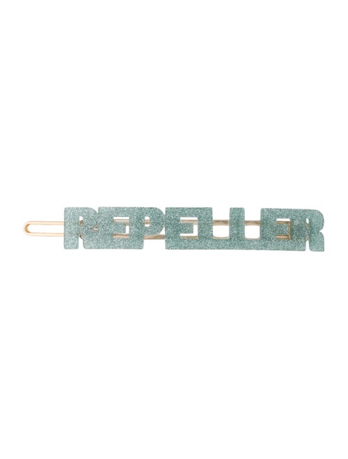 Man Repeller Acetate Logo Barrette blue