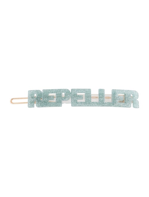 Man Repeller Acetate Logo Barrette blue