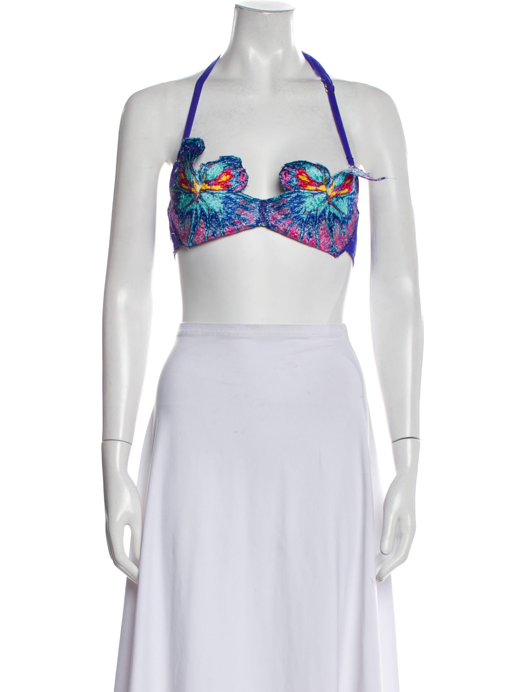 Masha Popova Printed Halterneck Crop Top