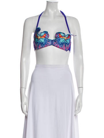 Masha Popova Tops Printed Halterneck Crop Top S