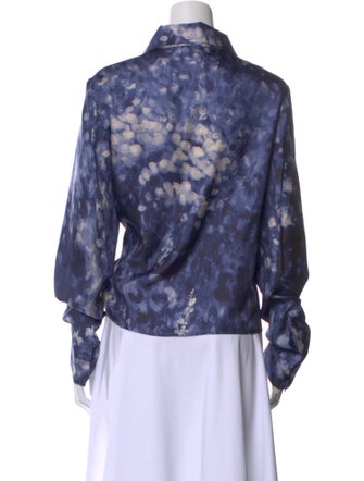 Maria Elena Villamil Silk Tie-Dye Print Button-Up Top