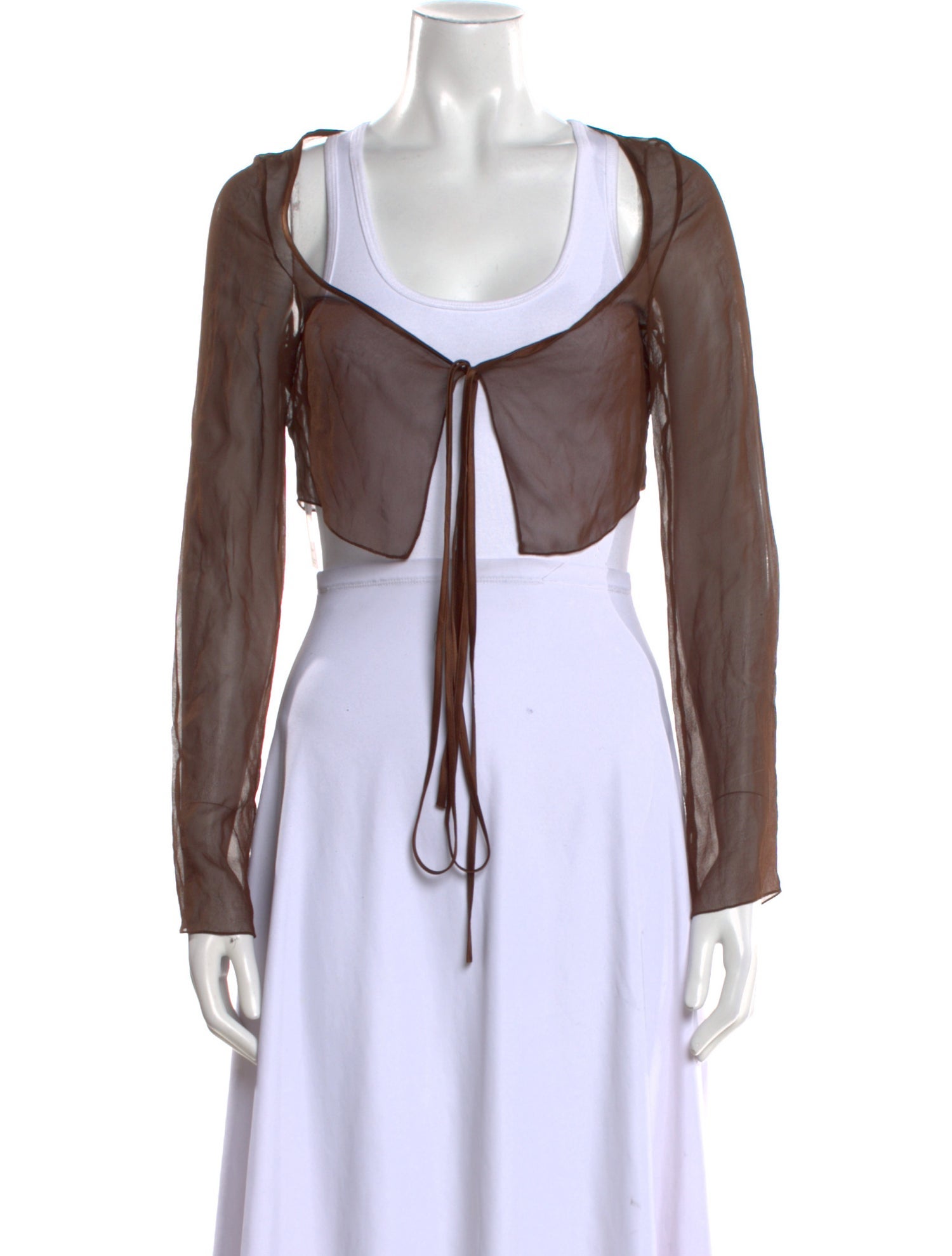 Mirror Palais Scoop Neck Long Sleeve Crop Top