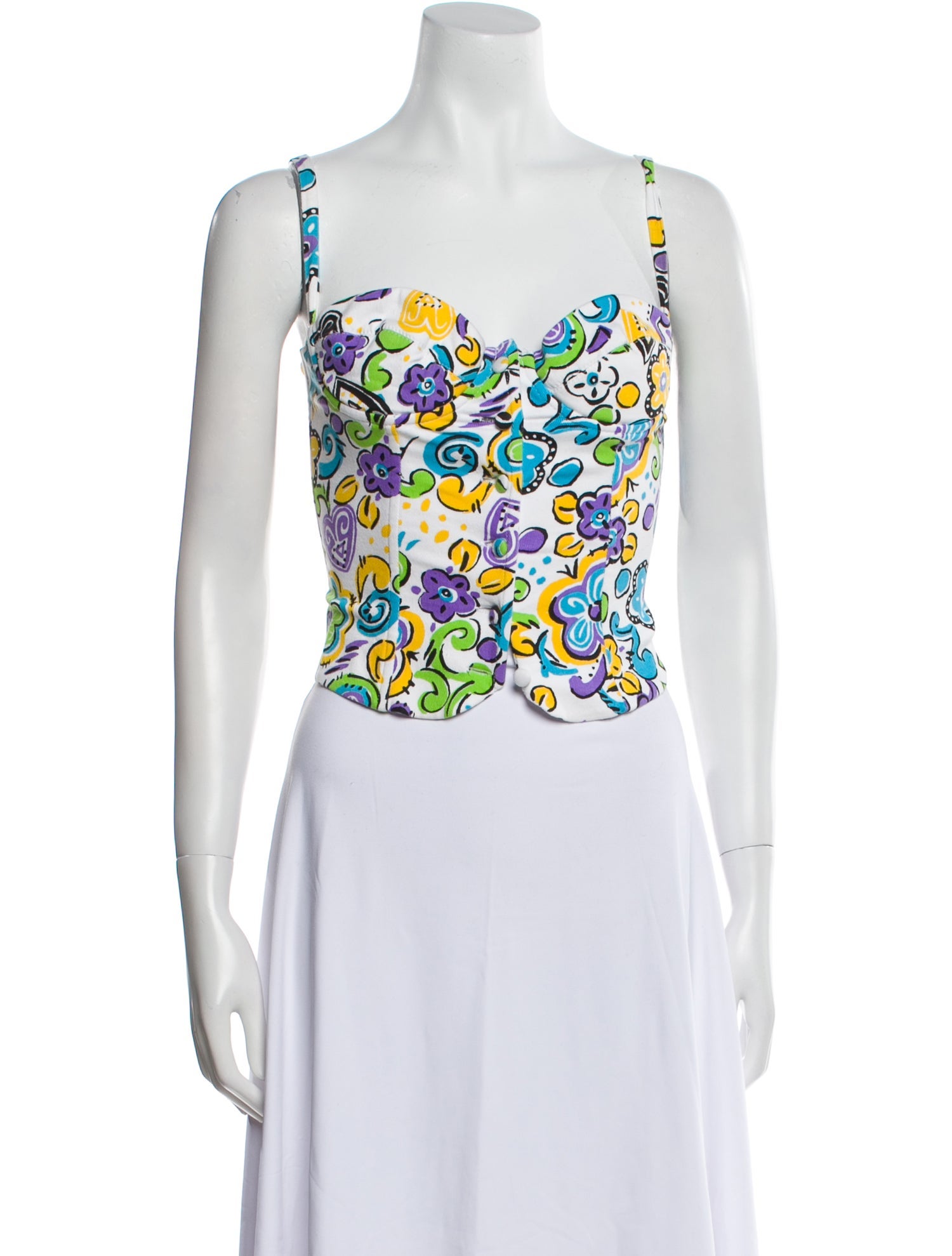 Mirror Palais Floral Print Square Neckline Crop Top