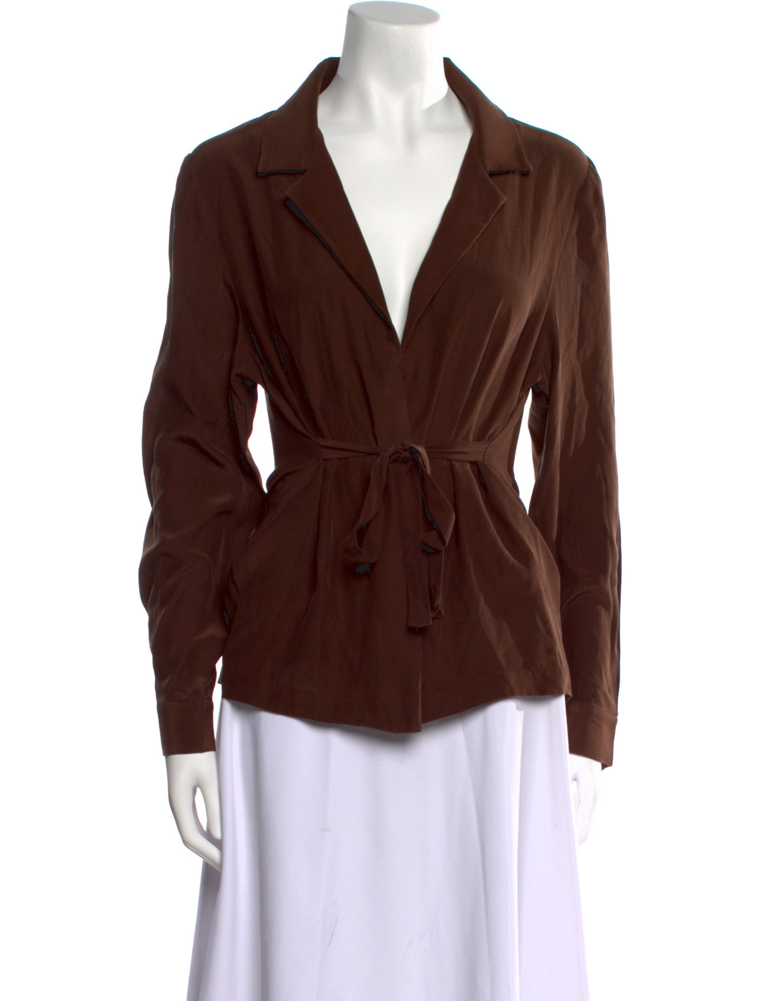 Mirror Palais Silk Long Sleeve Button-Up Top