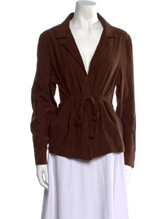 Mirror Palais Silk Long Sleeve Button-Up Top