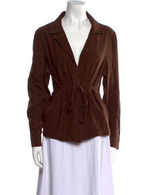 Mirror Palais Silk Long Sleeve Button-Up Top