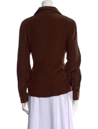 Mirror Palais Silk Long Sleeve Button-Up Top