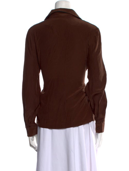 Mirror Palais Silk Long Sleeve Button-Up Top