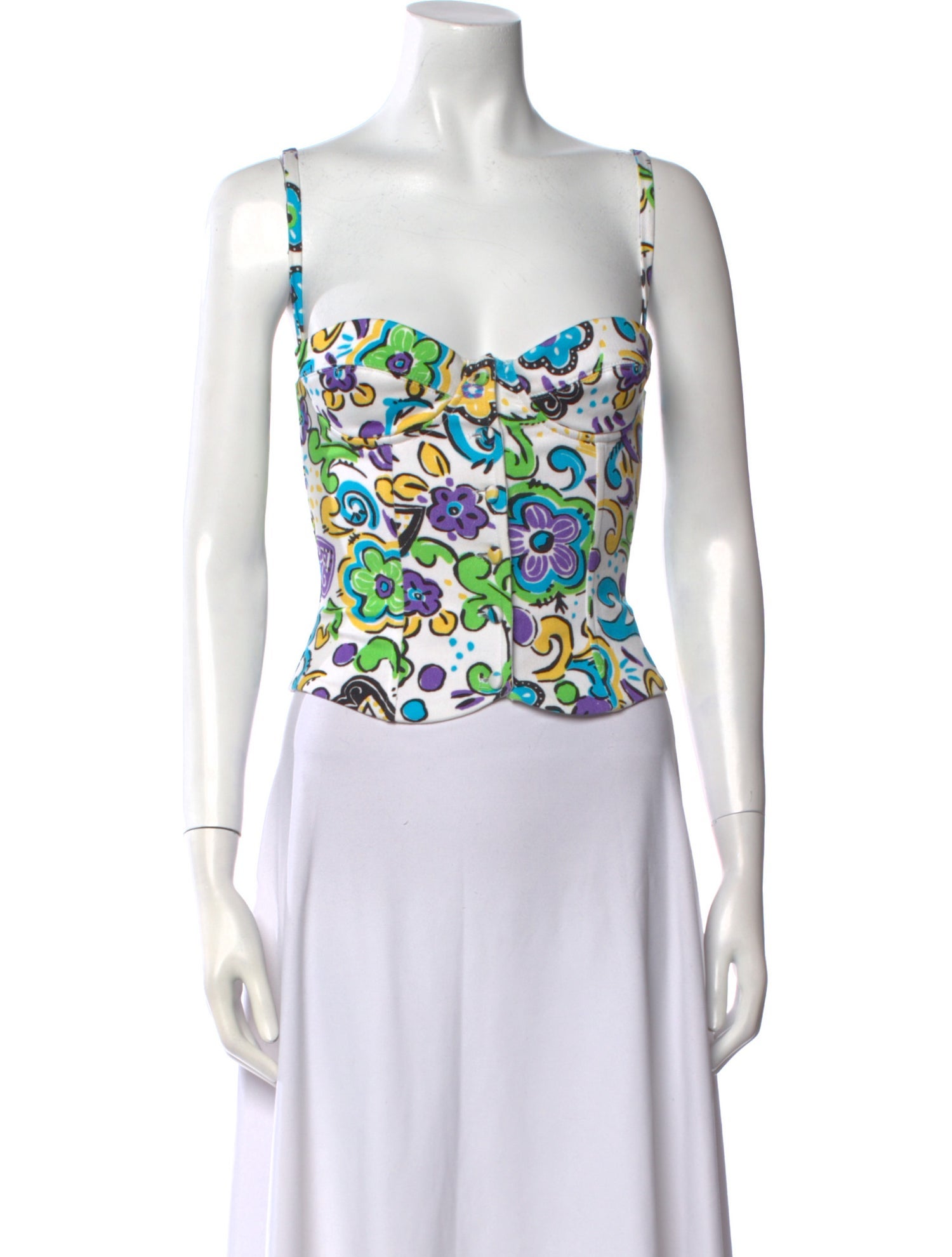 Mirror Palais Floral Print Square Neckline Crop Top