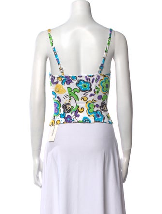 Mirror Palais Floral Print Square Neckline Crop Top