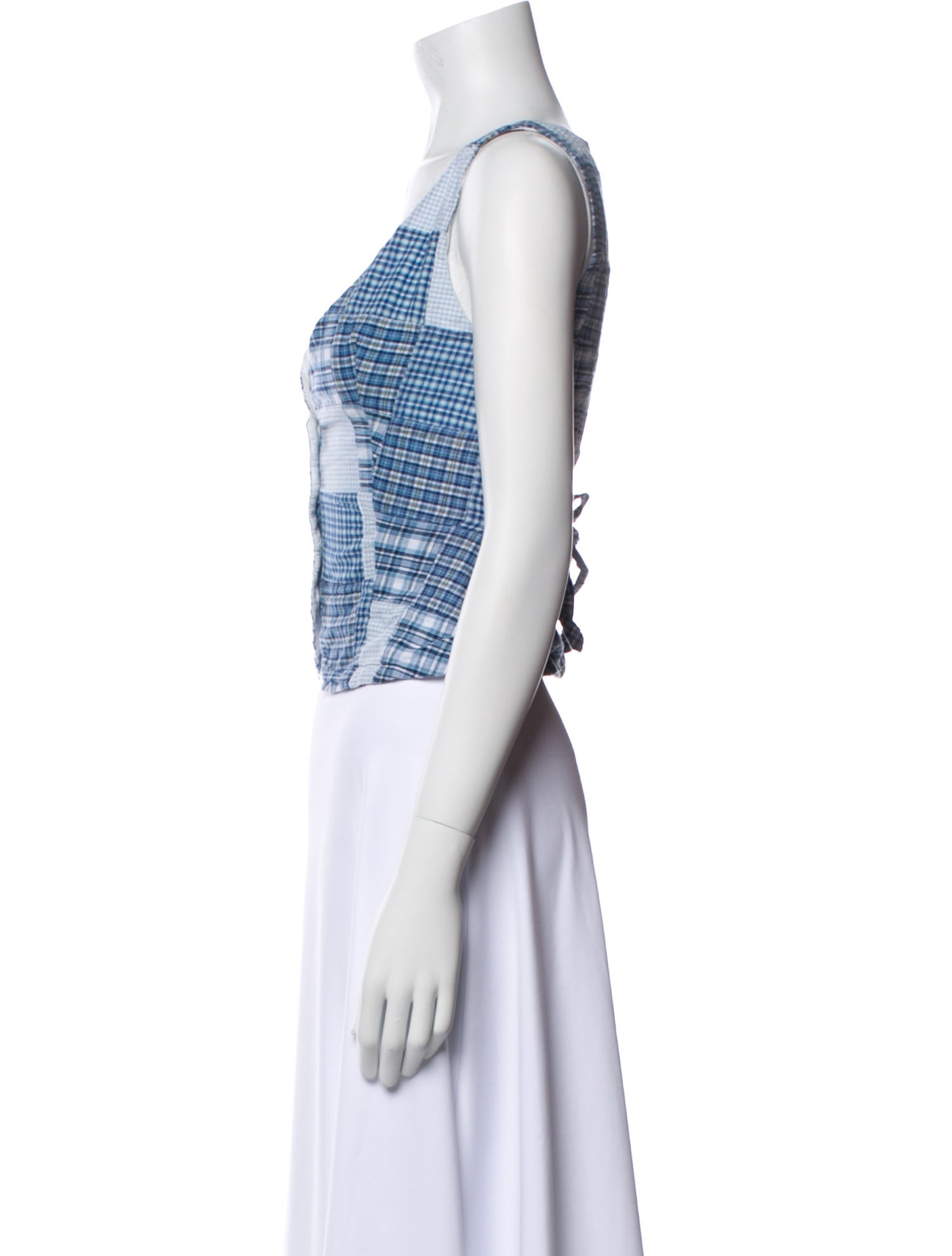 Mirror Palais Plaid Print V-Neck Crop Top