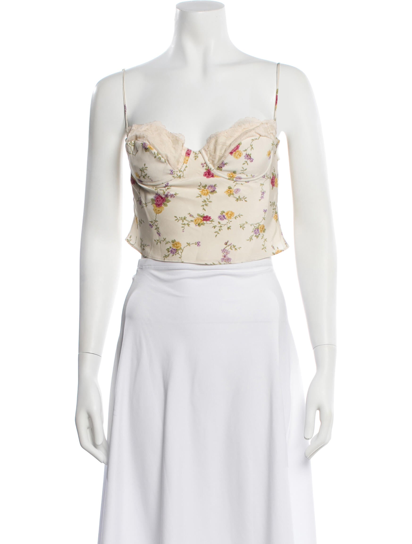 Mirror Palais Floral Print V-Neck Crop Top