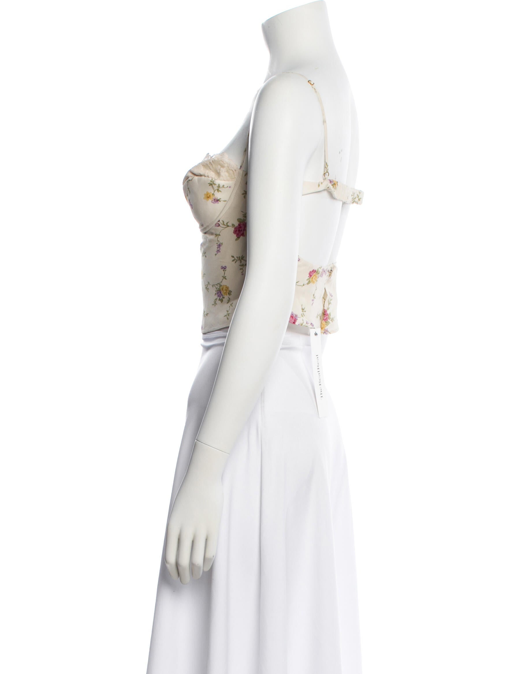 Mirror Palais Floral Print V-Neck Crop Top