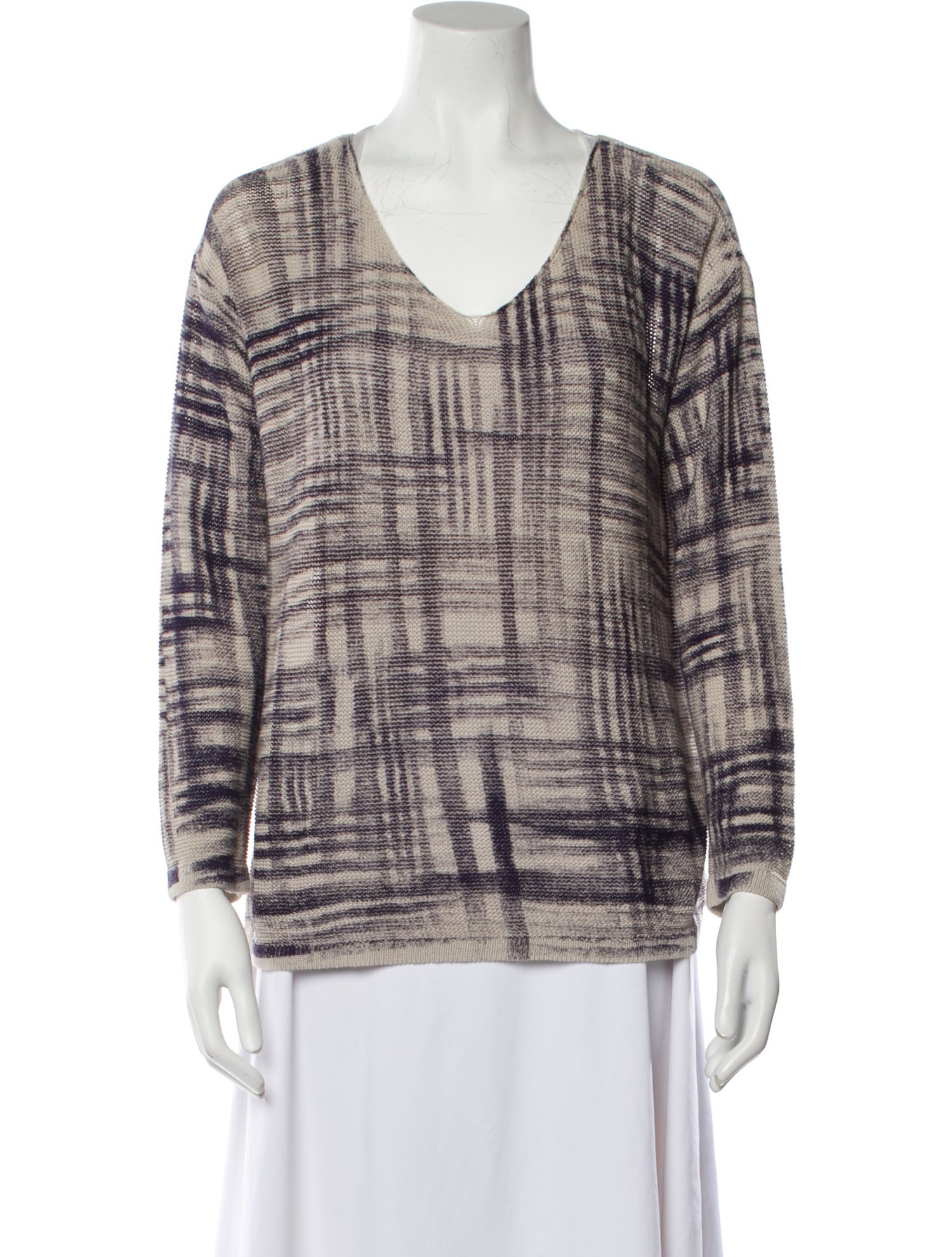 Margon Metamorfosi Plaid Print V-Neck Sweater